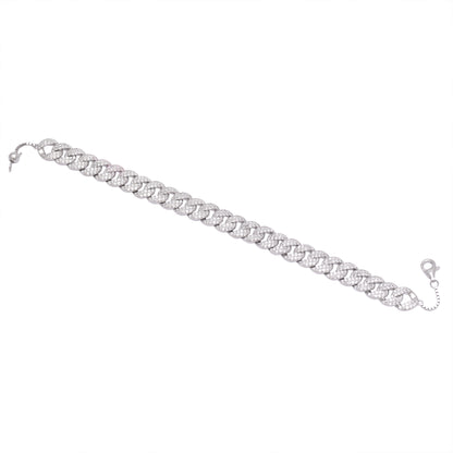 925 Sterling Silver Cuban Link Bracelet 7mm Women Tennis Chain 7.3 in Stackable
