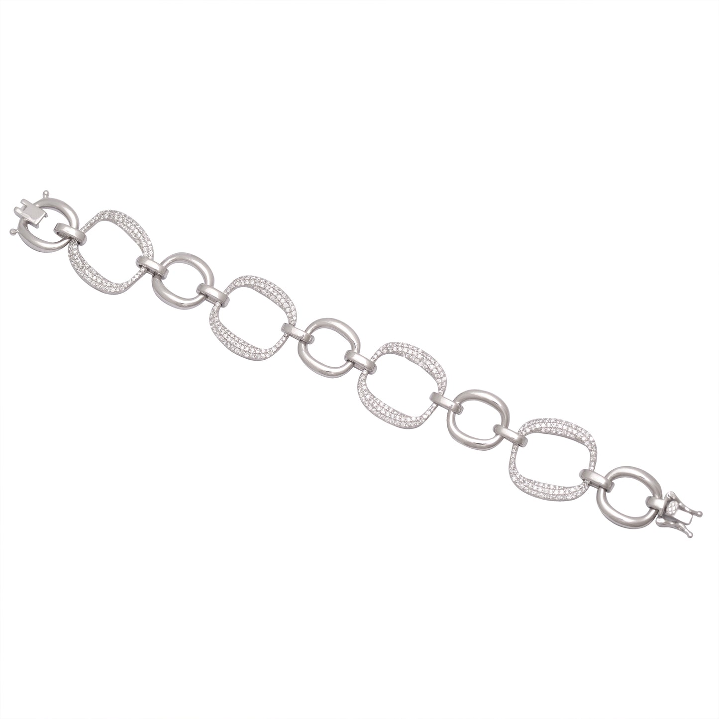925 Sterling Silver Link Chain Bracelet Women 7.4 in