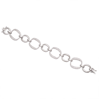 925 Sterling Silver Link Chain Bracelet Women 7.4 in