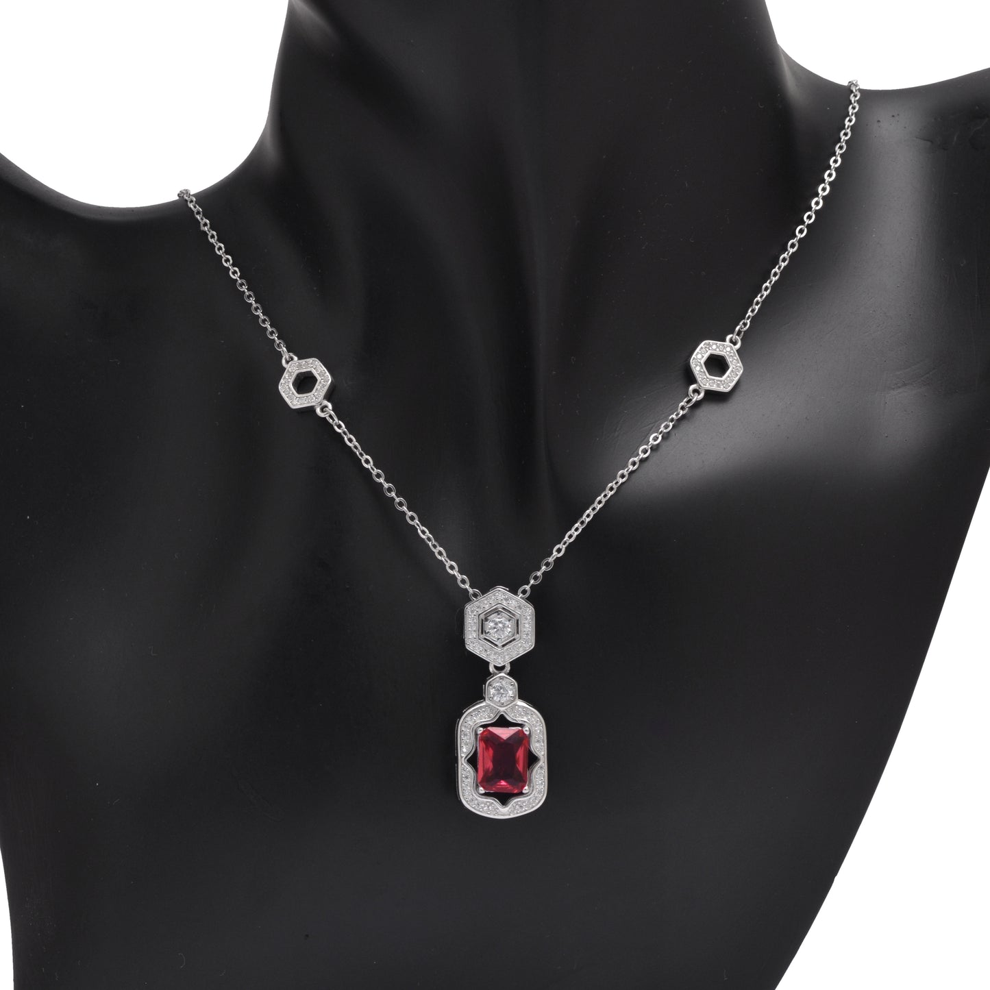 925 Sterling Silver Cubic Zircon Pendant Necklace For Women | Blue | Pink