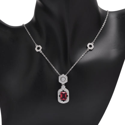 925 Sterling Silver Cubic Zircon Pendant Necklace For Women | Blue | Pink