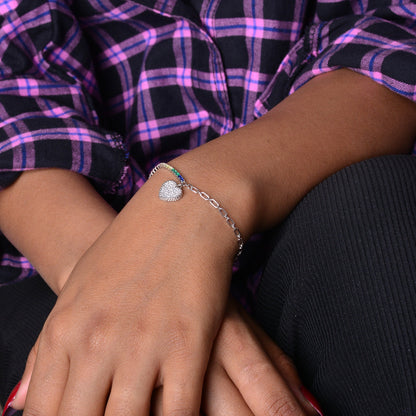 925 Sterling Silver Heart Charm Tennis Chain Bracelets Women