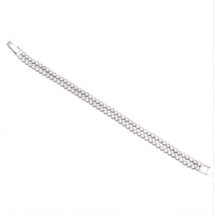 925 Sterling Silver Two Line Tennis Chain Bracelet Women 7 mm