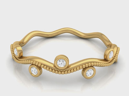 0.06Ct IGI Certified Lab Grown Diamond Wavy Ring 14K | 18K Gold VS1/G