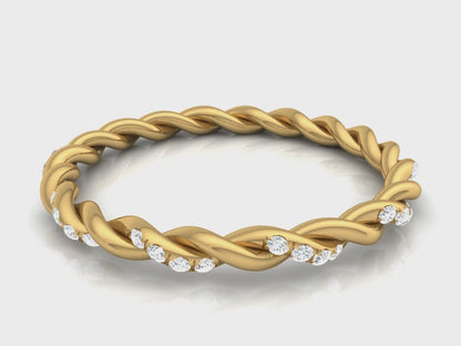 0.09Ct IGI Certified Lab Grown Diamond Twisted Band Ring 14K | 18K Gold VS1/G