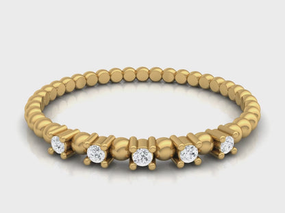 0.04Ct IGI Certified Lab Grown Diamond Beaded Stackable Ring 14K | 18K Gold VS1/G