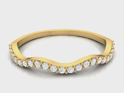 0.11Ct IGI Certified Lab Grown Diamond Curved Wavy Ring 14K | 18K Gold VS1/G