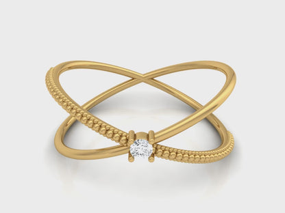 0.03Ct IGI Certified Lab Grown Diamond Dainty Criss Cross Ring 14K | 18K Gold VS1/G