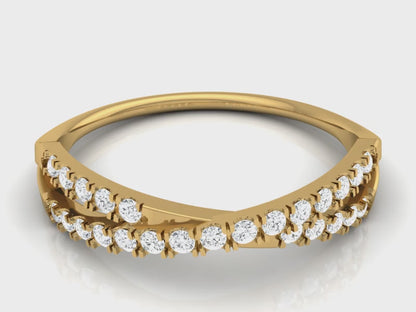 0.16Ct IGI Certified Lab Grown Diamond Crisscross Ring 14K | 18K Gold VS1/G