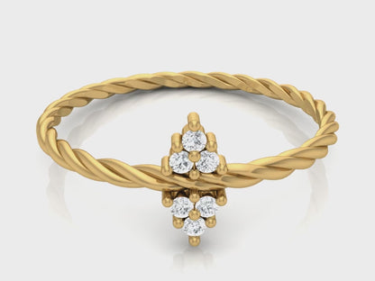0.05Ct IGI Certified Lab Grown Diamond Twin Triangle Ring 14K | 18K Gold VS1/G