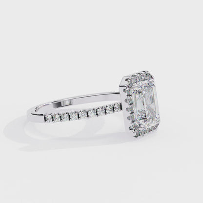 2.02 Carat Cushion Square Diamond Halo Engagement Ring with Pave Band
