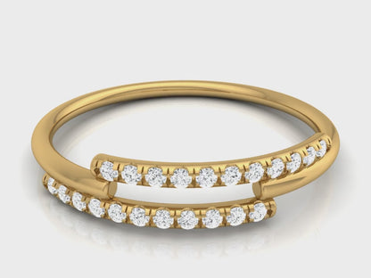 0.11Ct IGI Certified Lab Grown Diamond Twin Parallel Line Engagement Ring 14K | 18K Gold VS1/G