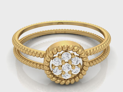 0.09Ct IGI Certified Lab Grown Diamond Round Split Shank Ring 14K | 18K Gold VS1/G