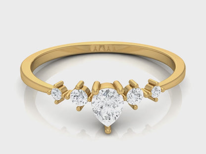 0.19Ct IGI Certified Lab Grown Diamond Teardrop Stackable Ring 14K | 18K Gold VS1/G