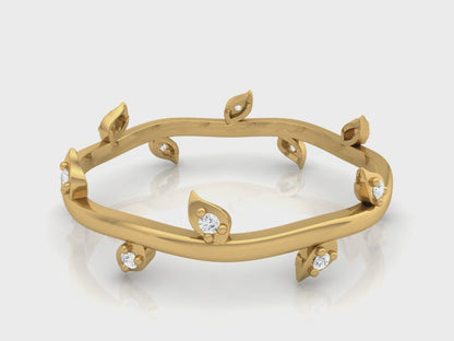 0.04Ct IGI Certified Lab Grown Diamond Leaf Branch Engagement Ring 14K | 18K Gold VS1/G
