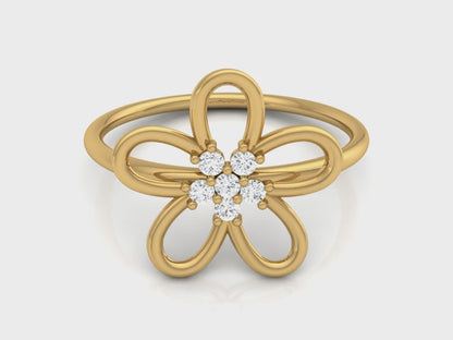 0.08 Ct IGI Certified Lab Grown Diamond Floral Finger Ring 14K | 18K Gold VS1/G