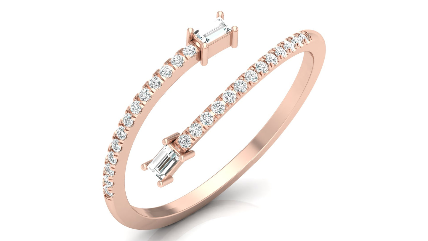 0.18Ct IGI Certified Lab Grown Diamond Baguette Cut Diamond Stackable Ring 14K | 18K Gold VS1/G