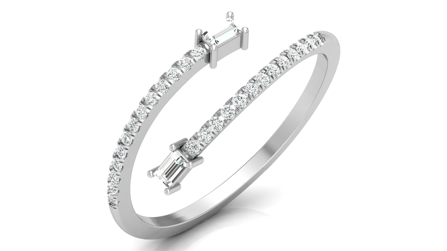 0.18Ct IGI Certified Lab Grown Diamond Baguette Cut Diamond Stackable Ring 14K | 18K Gold VS1/G